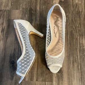 Nina Silver Mesh Rhinestone Heels